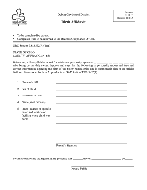 Ohio Birth Affidavit Form