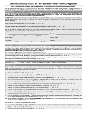 California Community Colleges Board of Governors Fee Waiver Application