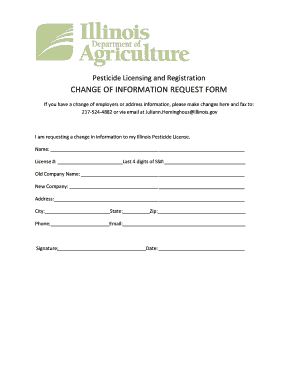 Illinois Pesticide License Change Request Form