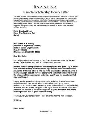 Sample Scholarship Inquiry Letter - NEFCU