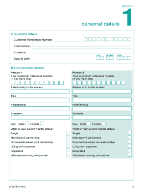 Student Finance Wales PFF2 Form