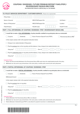 AIA Singapore Coupons Dividends FPDF RB Form