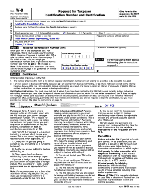 Form W-9 Request for Taxpayer Identification Number and Certification