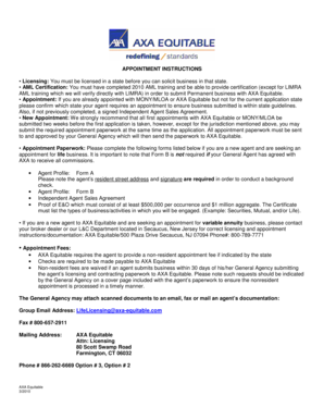 AXA Equitable Agent Appointment Form