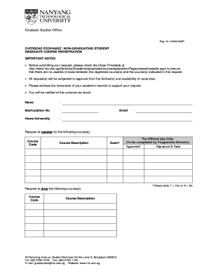 Graduate Course Registration Form