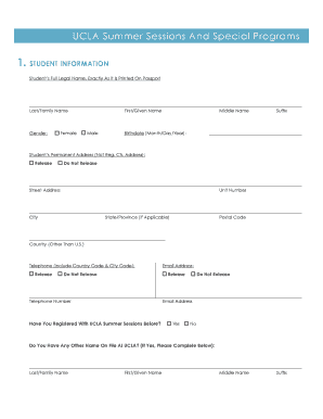 UCLA Summer Sessions Application Form