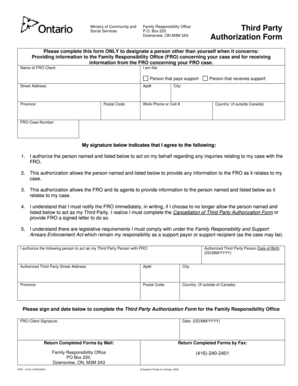 Third Party Authorization Form for Family Responsibility Office