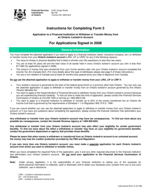 Ontario Locked-in Account Withdrawal Application