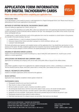 Digital Tachograph Driver Card Application Form