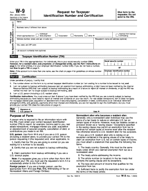 Form W-9 Request for Taxpayer Identification Number and Certification