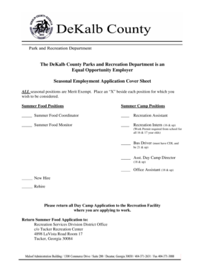 DeKalb County Seasonal Employment Application