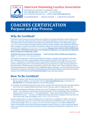 ASCA Coaches Certification Application