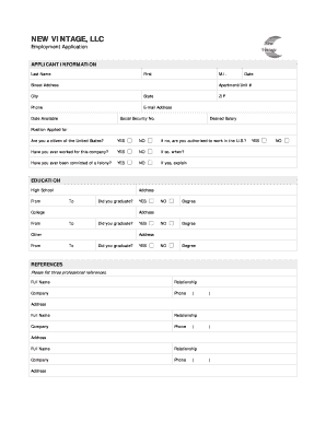 Employment Application Form