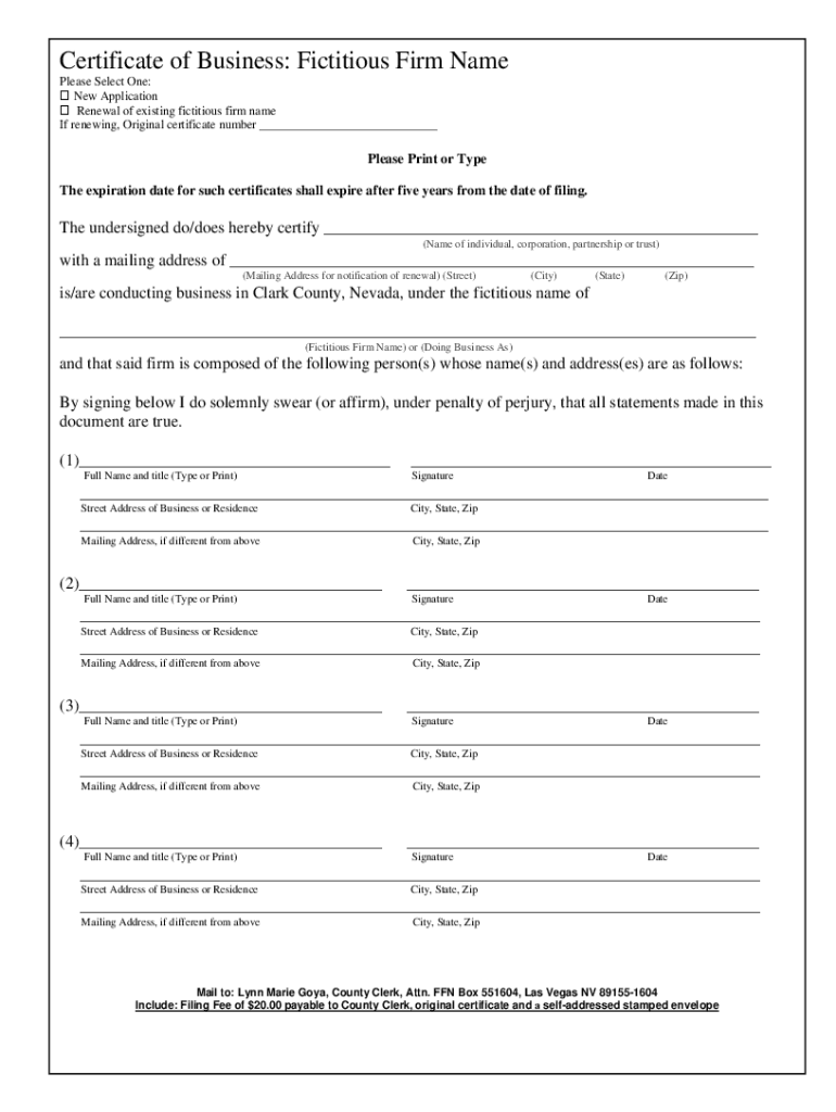 nevada fictitious firm name Preview on Page 1