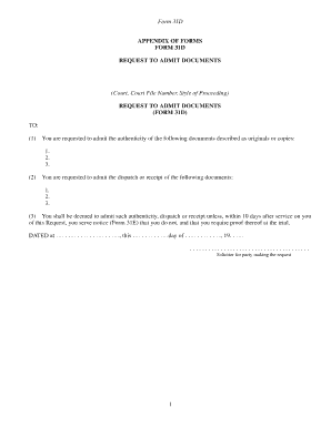 Request to Admit Documents Form 31D