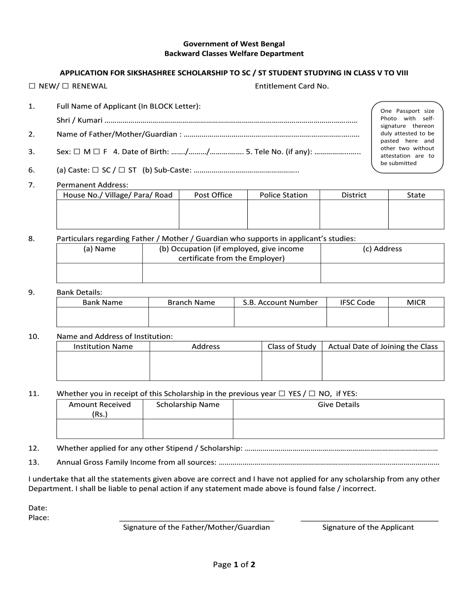 Edit Document Sikshashree Scholarship Application Form And Cope With 