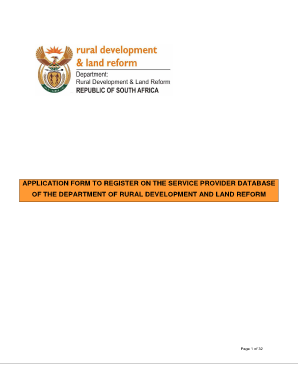 Application Form for Service Provider Database