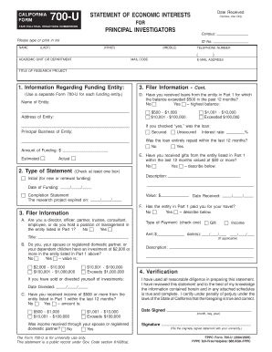 California Statement of Economic Interests Form 700-U