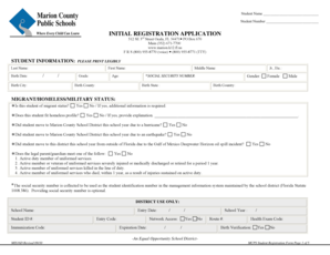 Marion County Public Schools Student Registration Form