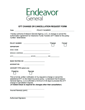 EFT Change or Cancellation Request Form