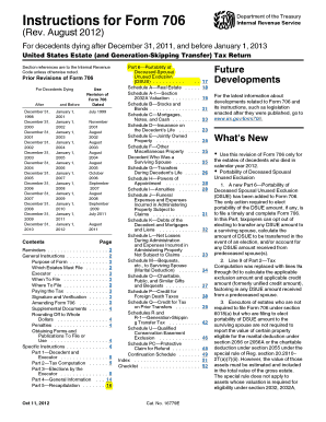 US Estate Tax Return Form 706