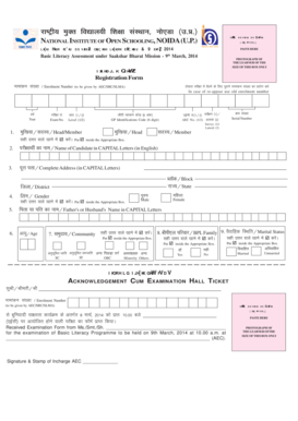 Basic Literacy Assessment Registration Form