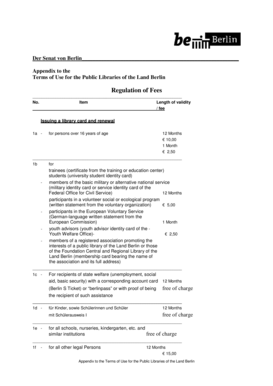 Regelung der Gebühren