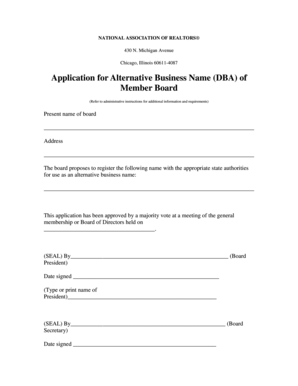 National Association of Realtors DBA Application