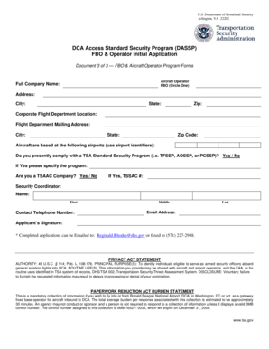 DCA Access Standard Security Program Application