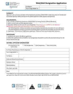 RAA/GAA Designation Application