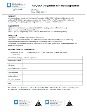RAA/GAA Fast Track Application