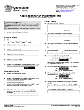 Queensland Instalment Plan Application