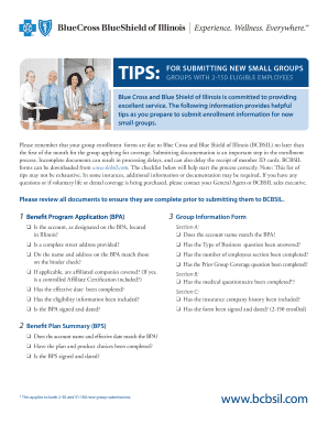 Blue Cross and Blue Shield of Illinois Small Group Enrollment Checklist
