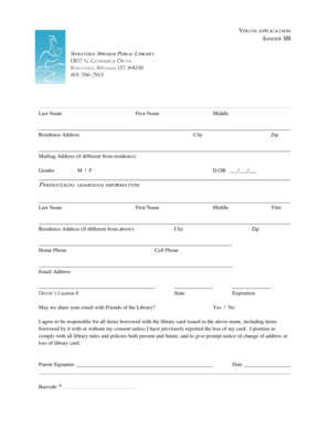 Library Card Application Form
