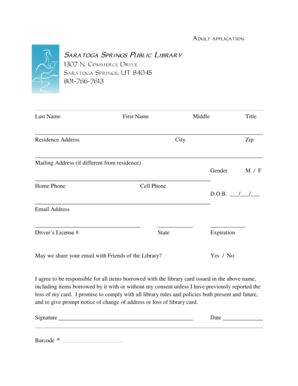 Library Card Application Form