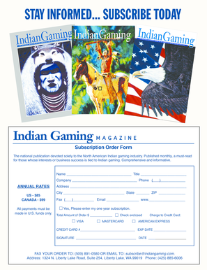 Indian Gaming Magazine Subscription Order Form