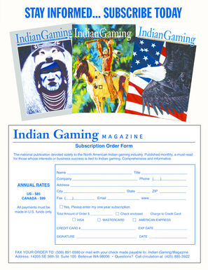 Indian Gaming Magazine Subscription Order Form
