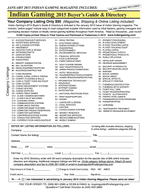 Indian Gaming 2015 Buyer's Guide Directory