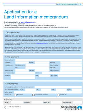 Land Information Memorandum Application