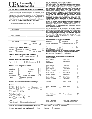 Equal Opportunities Monitoring Form