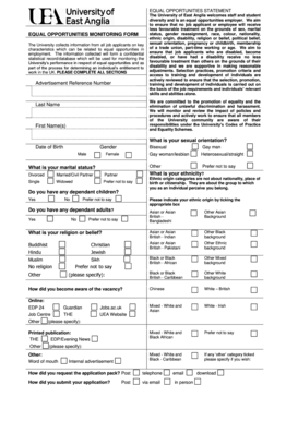 Equal Opportunities Monitoring Form