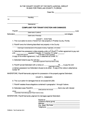 Complaint for Tenant Eviction and Damages