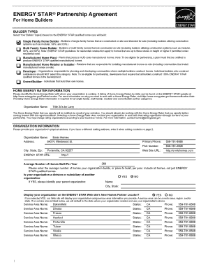 ENERGY STAR Partnership Agreement for Home Builders