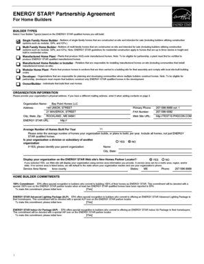 ENERGY STAR Partnership Agreement for Home Builders