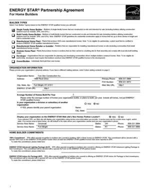 ENERGY STAR Partnership Agreement for Home Builders