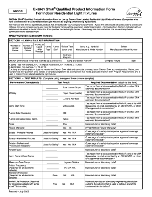 ENERGY STAR Residential Light Fixture Form