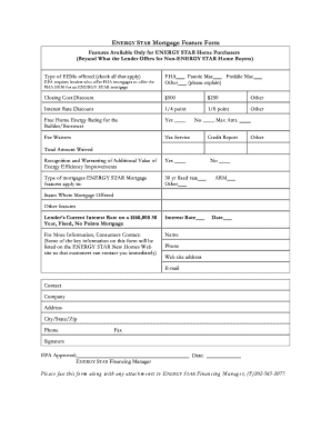 ENERGY STAR Mortgage Feature Form