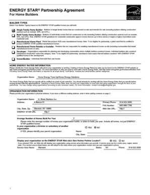 ENERGY STAR Partnership Agreement for Home Builders