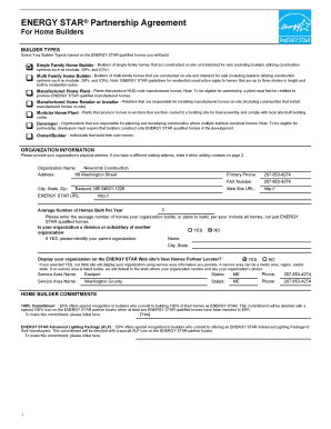 ENERGY STAR Partnership Agreement for Home Builders