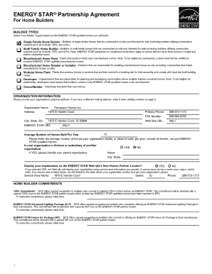 ENERGY STAR Partnership Agreement for Home Builders